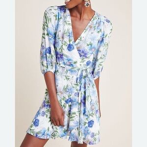 YUMI KUMI by ANTHROPOLOGIE Silk Floral Wrap Dress SZ S